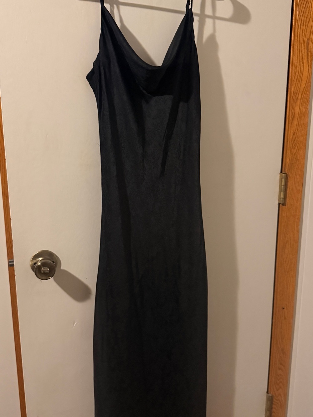 Altar'd State Black Satin Cowl Maxi Dress